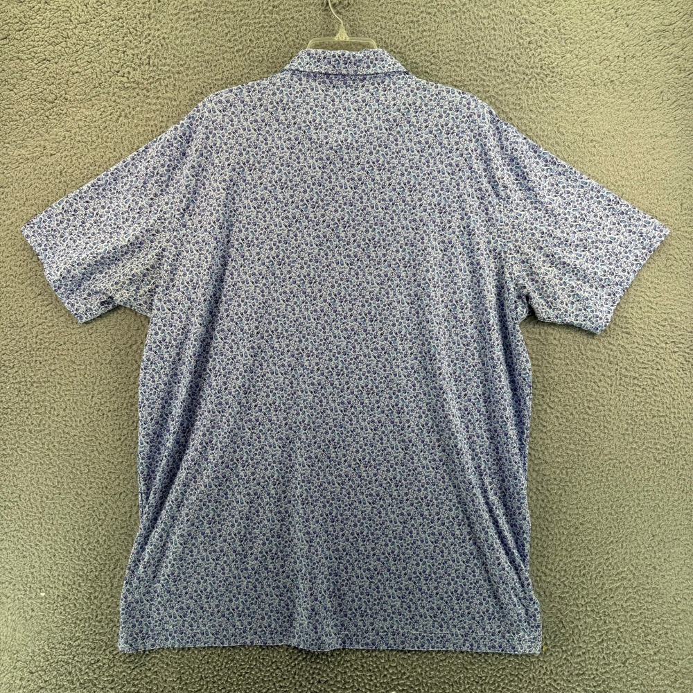 Peter Millar Summer Comfort Mens XL Purple Cocktail Bear Print Golf Polo Shirt - Picture 2 of 15